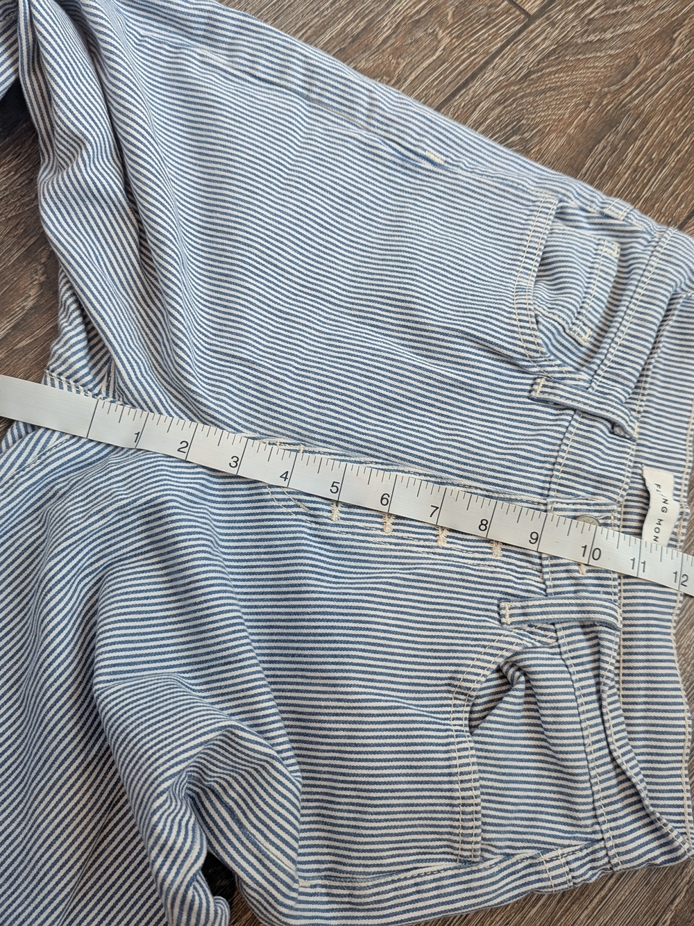 Flying Monkey High Rise Wide Leg Jeans Light Blue Stripe Button Fly Size 25 - Picture 8 of 10